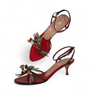 Rare Vintage Red Prada Bouquet heels US 5